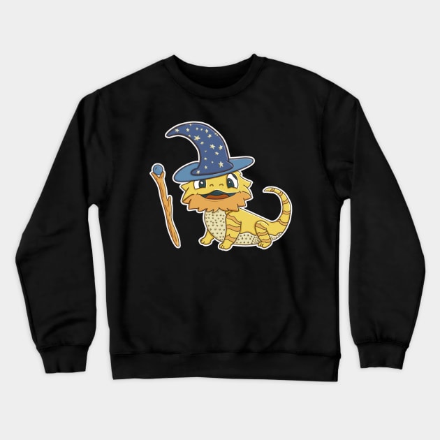 The Wizard Lizard (Bearded Dragon) Crewneck Sweatshirt by nonbeenarydesigns